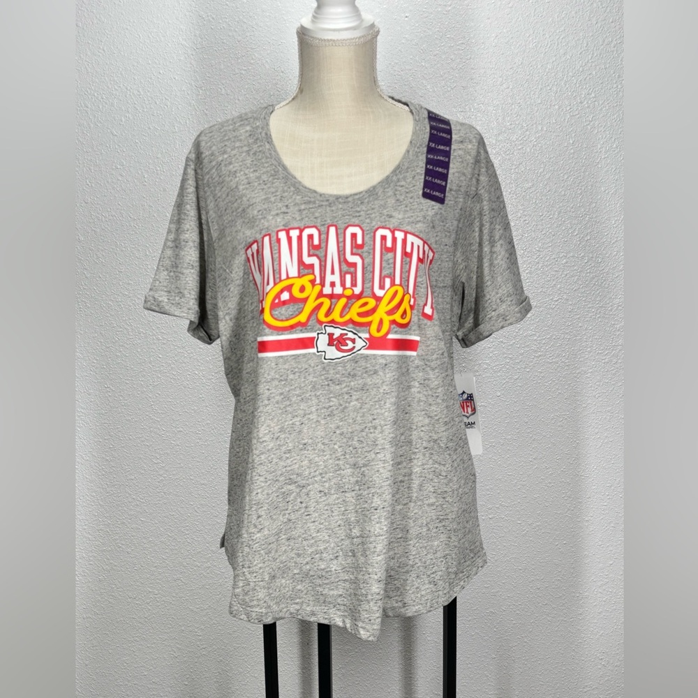 KC Chiefs NFL Team Apparel Rolled Short Sleeve Tee XXL Oatmeal Heather - Picture 7 of 8